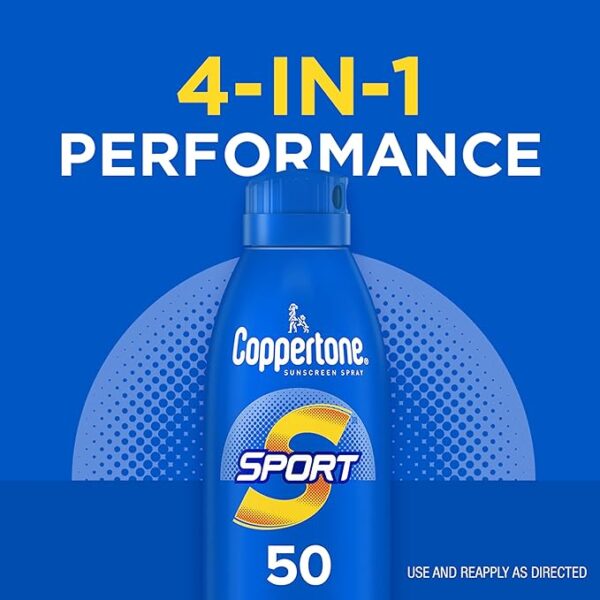 Coppertone SPORT Sunscreen Spray SPF 50 5.5 Oz, Water Resistant , Broad Spectrum , Bulk Pack, Pack of 3 - Image 6