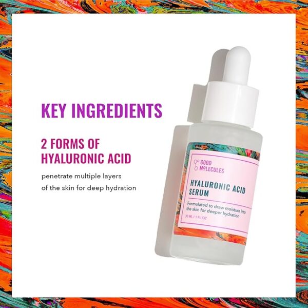 Good Molecules Hyaluronic Acid Serum - Hydrating, Non-greasy formula to Moisturize, Plump - 1% HA, Anti-aging, Water-Based Skincare for Face - Image 3