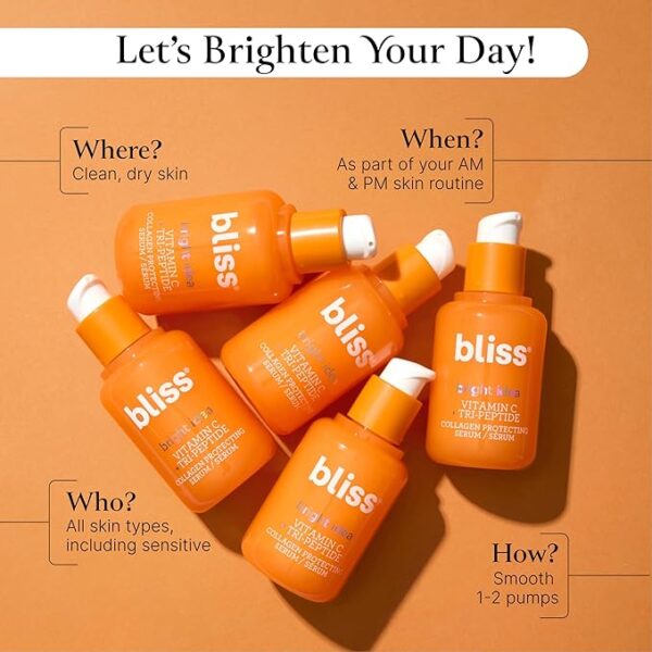 Bliss Bright Idea Vitamin C + Tri-Peptide Collagen Brightening Face Skincare Serum - Anti Aging, Boosts Skin Elasticity - Clean - Vegan & Cruelty-Free - 1 Fl Oz - Image 2