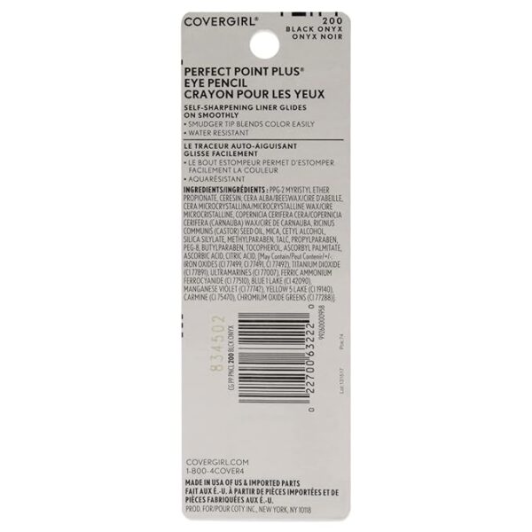CoverGirl Perfect Point Plus Eyeliner Pencil, Black Onyx, Long-Lasting, Versatile Black Eyeliner, Soft Smudging Tip, No Sharpening Needed, Pack of 1 - Image 2