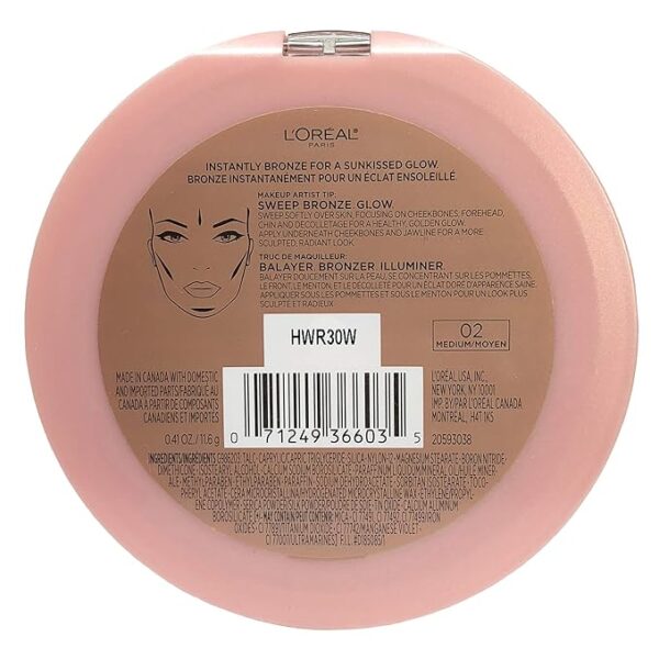 L'Oreal Paris Cosmetics True Match Lumi Bronze It Bronzer For Face And Body, Medium, 0.41 Fluid Ounce - Image 2