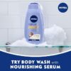 NIVEA Shea Butter Nourishing Body Wash, Moisturizing Body Wash with Nourishing Serum, Plant-Derived Oils, Essential Skin Lipids and Vitamins, 20 Fl Oz Bottle - Image 6