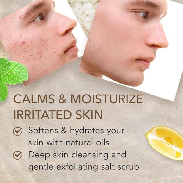 O Naturals Exfoliating Lemon Oil Dead Sea Salt Deep-Cleansing Face & Body Scrub. Anti-Cellulite Tones Helps Oily Skin, Acne, Ingrown Hairs & Dead Skin Remover. Essential Oils, Sweet Almond 18oz - Image 3