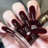 COSMOO Dark Red Quick Dry Nail Polish, Brown Red Chip-Resistant Nail Lacquer for Nail Art-12ml - Image 5
