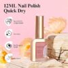 Quick Dry Nail Polish 12ML, Sheer Pink Regular Color Nail Polish Water Based Holographic High Coverage Nail Lacquer Natural Nail Art No Required UV LED Air Fast Drying - Image 4