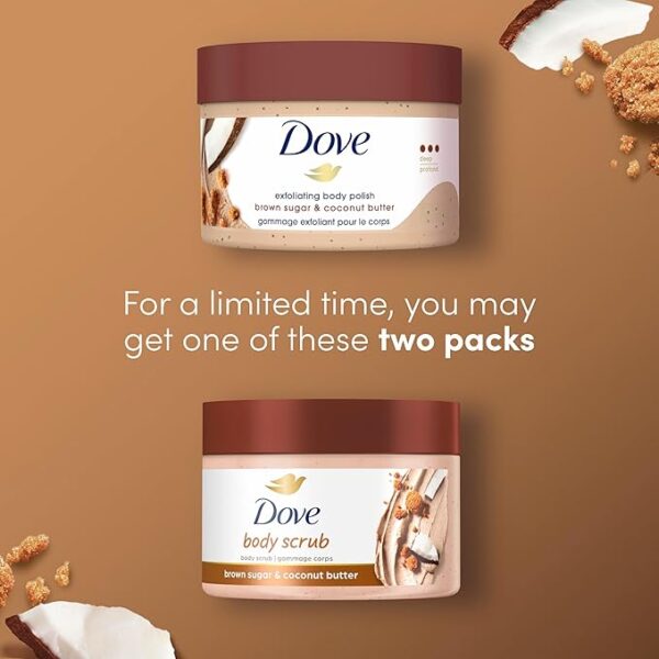 Dove Exfoliating Body Polish Scrub For Silky Smooth Skin Brown Sugar & Coconut Butter Body Scrub Exfoliates & Restores Skin's Natural Nutrients 10.5 oz (Pack of 2) - Image 4