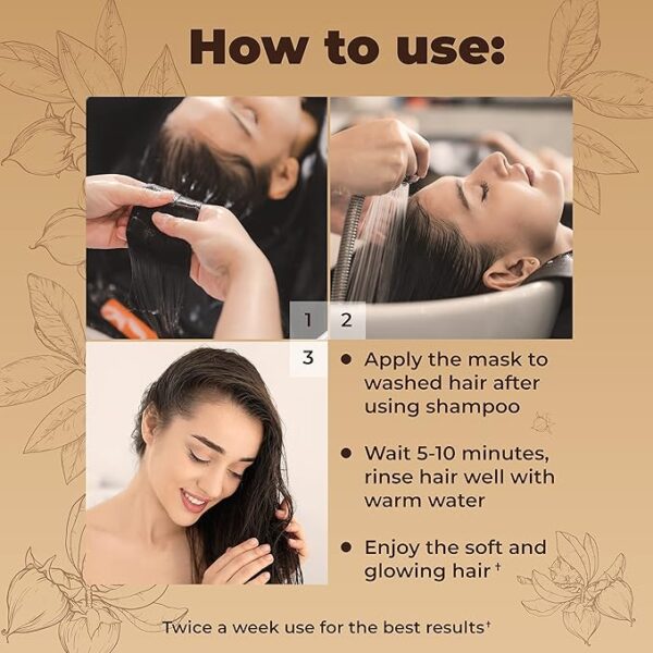 Hair Mask for Dry Damaged Hair with Collagen, Biotin, Argan Oil - Helps Repair Hair and Reduce Damage from Heat, Sun, Coloring - Moisturizing Keratin Hair Mask for Split Ends, Hair Loss and Breakage - Image 4