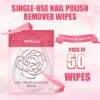 NXJ INFILILA Nail Polish Remover Pads, 2024 Newest Acetone Nail Polish Remover, 50PCS Quick Nail Polish Remover Wipes, Individually Wrapped Nail Polish Remover Wet Wipes for Removing Nail Polish - Image 6