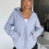 Trendy Queen Womens Zip Up Hoodies Oversized Sweatshirts Fall Fashion Outfits Sweaters Casual Jackets 2024 Winter Clothes - Image 3