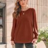 AUTOMET Long Sleeve Shirts Womens Pleated Business Casual Blouses with Smocked Cuffs - Image 2