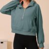 Double Couple Womens Half Zip Up Hoodies Long Sleeve Cropped Pullover Sweatshirts Comfy Fall Outfits Winter Fashion Clothes - Image 3