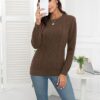 VIISHOW Women's Long Sleeve Cable Knit Pullover Sweater Cream Sweater Crew Neck Casual Fall Winter Chunky Knit Pullover Tops - Image 4