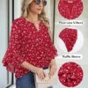 Timeson Women's 3/4 Sleeve Tops Dressy Casual Business Work Blouses Chiffon Office Shirts - Image 4
