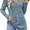 Buauty Womens Long Sleeve Sweaters Henley Shirts V Neck Tunic Tops for Womens Fall Fashion Sweaters Trendy - Image 3