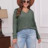 SAMPEEL V Neck Long Sleeve Shirts for Women Casual Fall Tops Lightweight Tunic Sweaters Fashion Clothes 2024 - Image 4