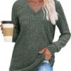 SAMPEEL V Neck Long Sleeve Shirts for Women Casual Fall Tops Lightweight Tunic Sweaters Fashion Clothes 2024 - Image 3