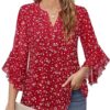 Timeson Women's 3/4 Sleeve Tops Dressy Casual Business Work Blouses Chiffon Office Shirts - Image 3
