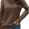 VIISHOW Women's Long Sleeve Cable Knit Pullover Sweater Cream Sweater Crew Neck Casual Fall Winter Chunky Knit Pullover Tops - Image 2