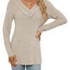 Women's Fall Long Sleeve Tunic Tops for Leggings V Neck Button Casual Blouse Sweatshirt - Image 6