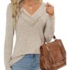 Women's Fall Long Sleeve Tunic Tops for Leggings V Neck Button Casual Blouse Sweatshirt - Image 5