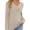 Women's Fall Long Sleeve Tunic Tops for Leggings V Neck Button Casual Blouse Sweatshirt - Image 3