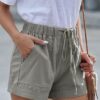 Womens Drawstring Shorts Summer Elastic Waist Casual Lightweight with Pockets - Image 4