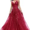 Tulle Prom Dresses for Women 2025 Sparkly Lace Appliques Long Ball Gowns Spaghetti Straps A-Line Evening Gowns - Image 3