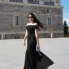 LAGSHIAN Women's Elegant Bodycon Off Shoulder Sleeveless High Split Ruched Long Formal Evening Dress - Image 7