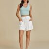 luvamia Linen Shorts for Women Trendy High Waisted Casual Summer Pull On Drawstring Beach Loost Fit Shorts with Pockets - Image 5