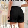 Buauty Womens Shorts, Flowy Shorts for Women Trendy, Linen Comfy Beach Elastic Waist Shorts for Casual Summer Dressy - Image 3