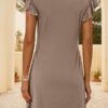 Dokotoo Women's Summer Dresses 2025 Beach Casual Deep V Neck Loose Sundress Ruffle Sleeve Mini Dress - Image 5
