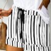QUEEN PLUS Womens Casual Shorts Comfy Elastic Waist Drawstring Pocket Shorts Pants - Image 2