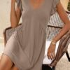 Dokotoo Women's Summer Dresses 2025 Beach Casual Deep V Neck Loose Sundress Ruffle Sleeve Mini Dress - Image 4