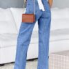 Sidefeel Women's Jeans High Waisted Straight Leg Stretchy Jeans Trendy Welt Pockets Loose Wide Leg Ankle Denim Pants - Image 2
