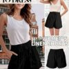 Buauty Womens Shorts, Flowy Shorts for Women Trendy, Linen Comfy Beach Elastic Waist Shorts for Casual Summer Dressy - Image 6