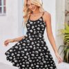 HOTOUCH Women's Summer Dress Adjustable Spaghetti Strap Floral Mini Casual Dress with Pockets Fit & Flare Beach Sundress - Image 4