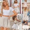 Avidlove Women's Pleated Skater Skirt Basic Casual High Waisted Ruffles Flared Mini Lingerie Skirts - Image 3