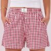 ANRABESS Shorts for Women Casual Summer Plaid Pajama Shorts Soft Elastic Gingham Lounge Sleep Boxers Bottoms - Image 2