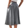 Avanova Women Button Down Flare Midi Skirt High Waisted A Line Flowy Skirt - Image 2