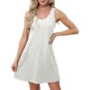 OFEEFAN Womens Summer Dresses 2025 Loose V Neck Sleeveless Sundresses Swimsuit Coverup with Pockets Floral/Plain/Eyelet - Image 3