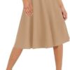 Urban CoCo Women's Basic Elastic Waist A-line Solid Flared Midi Skirt - Image 4