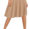 Urban CoCo Women's Basic Elastic Waist A-line Solid Flared Midi Skirt - Image 3