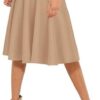 Urban CoCo Women's Basic Elastic Waist A-line Solid Flared Midi Skirt - Image 2