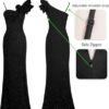 VFSHOW Womens Ruffle One Shoulder Strap Ruched Formal Prom Wedding Maxi Dress V Neck Elegant Split Cocktail Evening Long Gown - Image 5