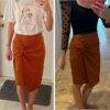 Knee Length Pencil Skirts for Women High Waist Bodycon Midi Work Skirt Elastic Waist Wrap Front - Image 3
