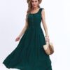 OSTOO Women's 2024 Summer Boho Floral Print Tiered Casual Flowy Long Maxi Dress Dark Green - Image 2