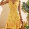 FENSACE Women's Summer Sleeveless Sexy Wrap V Neck Floral Sundress Mini Dress - Image 4