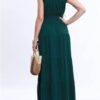 OSTOO Women's 2024 Summer Boho Floral Print Tiered Casual Flowy Long Maxi Dress Dark Green - Image 3