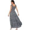 OSTOO Women's 2024 Summer Boho Floral Print Tiered Casual Flowy Long Maxi Dress Black - Image 2