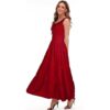 OSTOO Women's 2024 Summer Boho Floral Print Tiered Casual Flowy Long Maxi Dress Red - Image 2